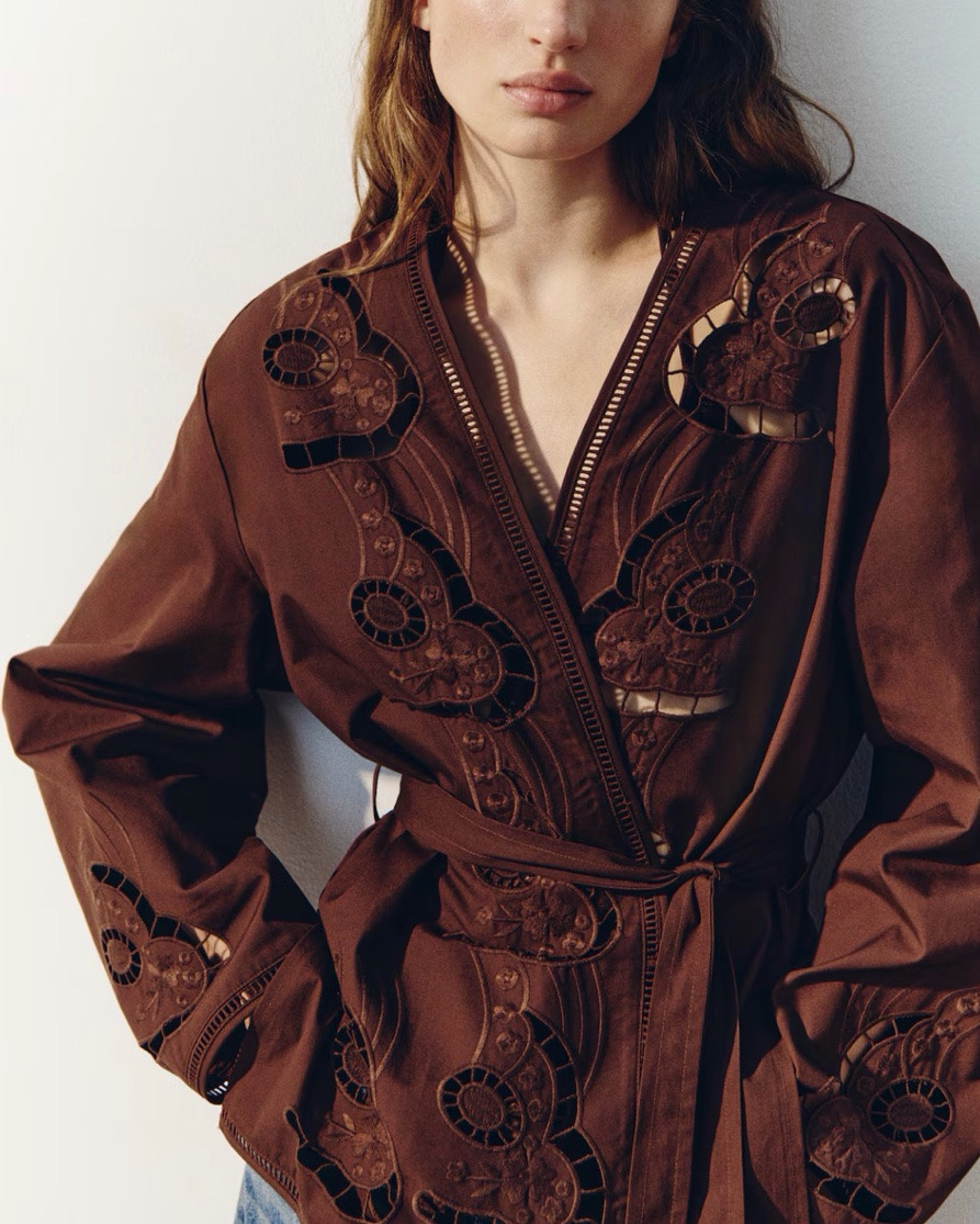 Brown eyelet jacket

#LTKSeasonal