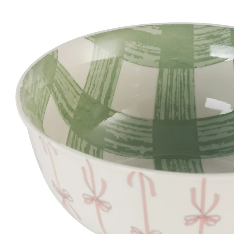 Way to Celebrate Ceramic Easter Large Serving Bowl with Bows and Checks | Walmart (US)
