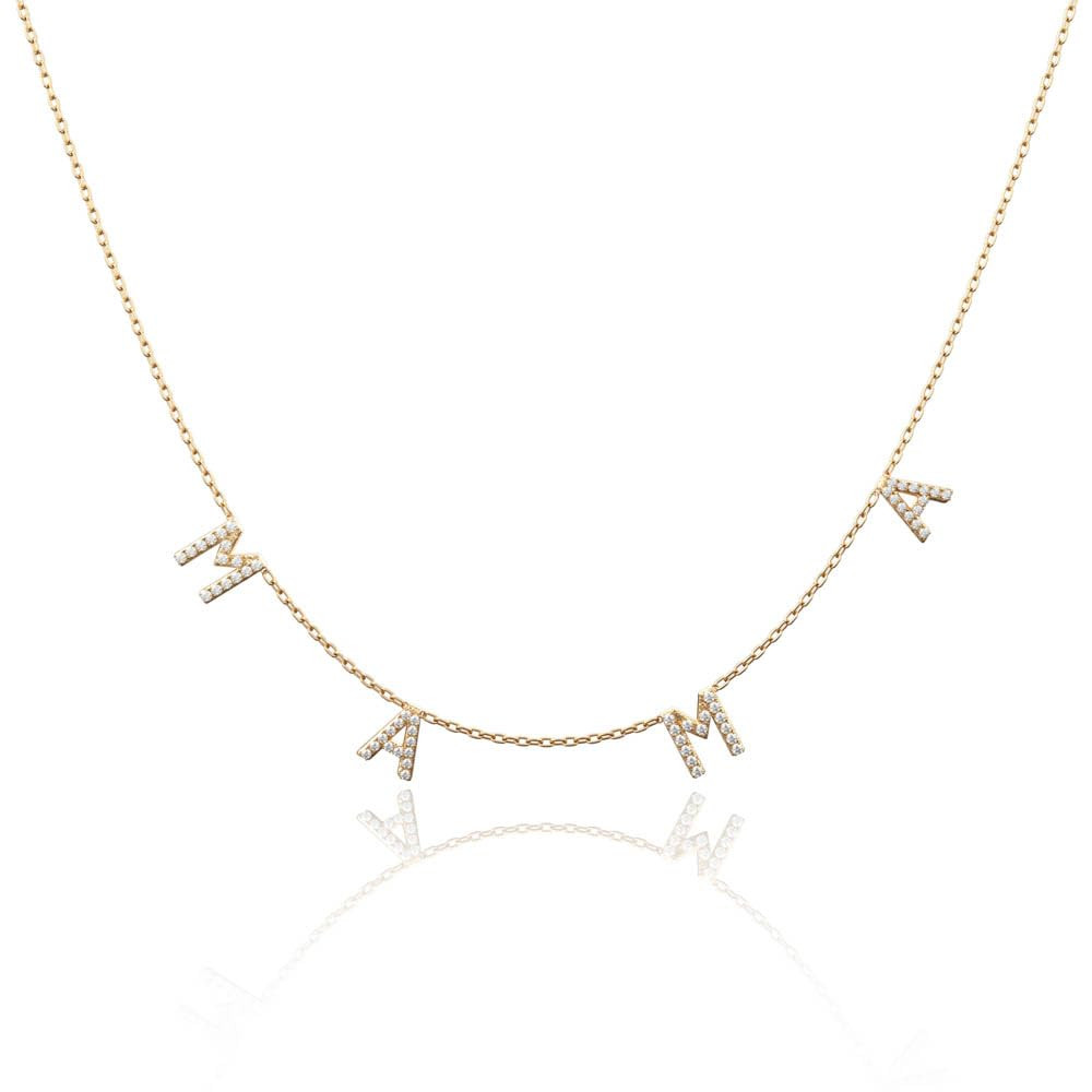 CAITLYNMINIMALIST Dainty Mama Necklace in 18K Gold 925 Sterling Silver Rose Gold Adjustable 16" 1... | Amazon (US)