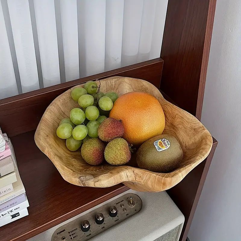 1pc Large Capacity Wooden Snack Tray for Home Living Room Tea Table - Retro Solid Wood Fruit Pot ... | Temu Affiliate Program