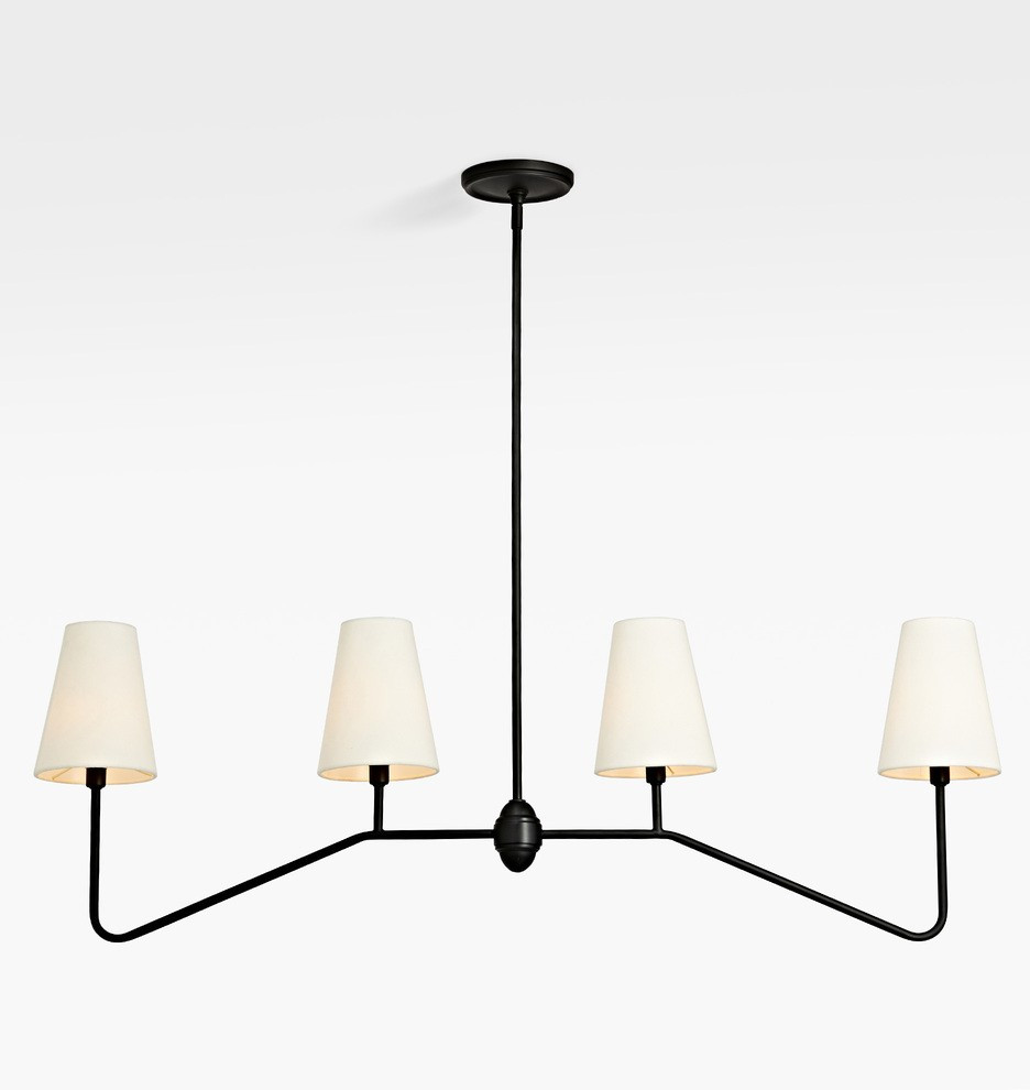 Berkshire Oil-Rubbed Bronze Linear Pendant with White Shades
 | Rejuvenation | Rejuvenation