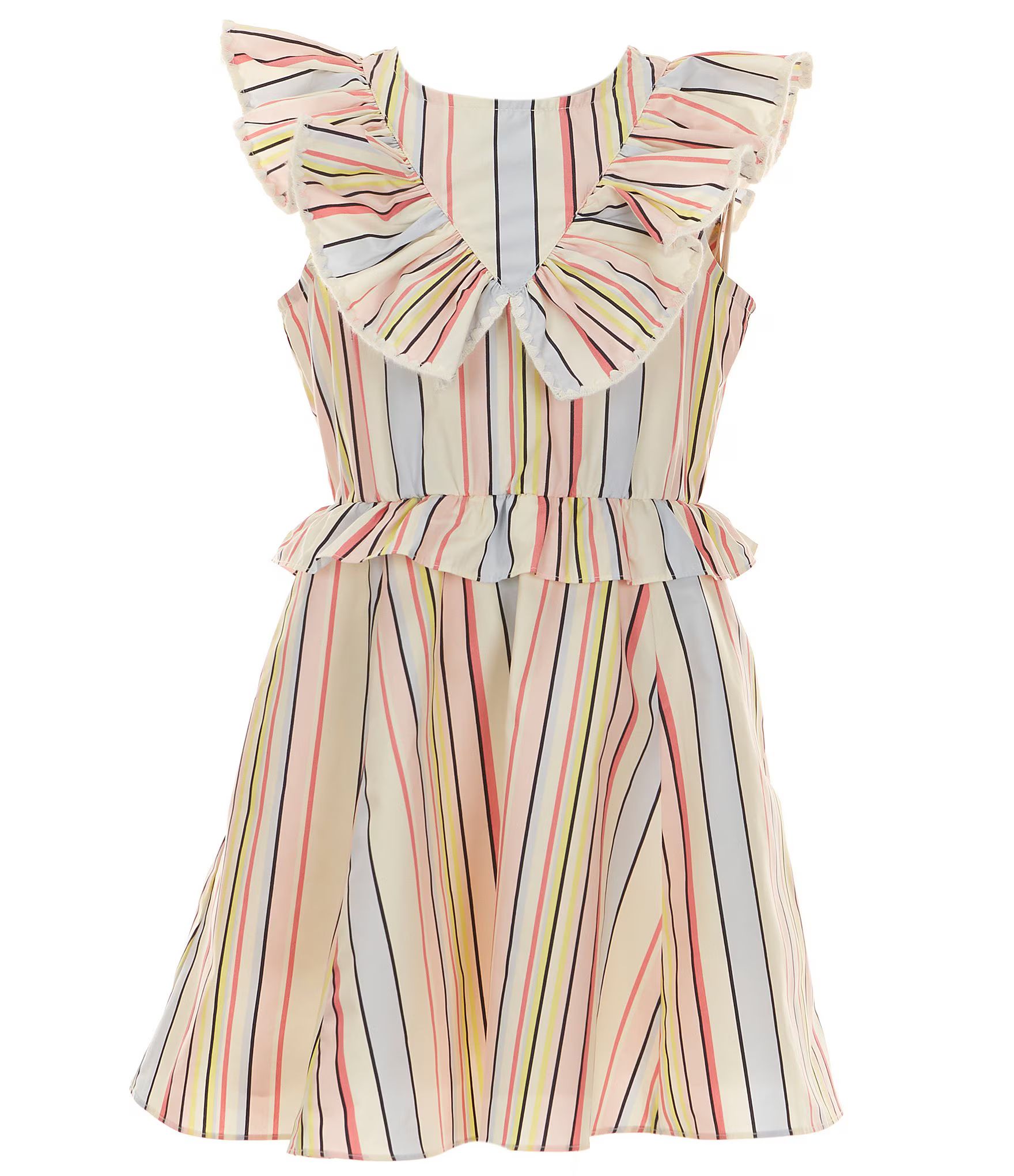 Big Girls 7-16 Ruffle Sleeve Striped Mini Dress | Dillard's