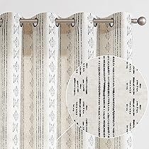 JINCHAN Boho Curtains Linen Curtains for Living Room Grey Farmhouse Curtains 84 Inch Length Geometri | Amazon (US)