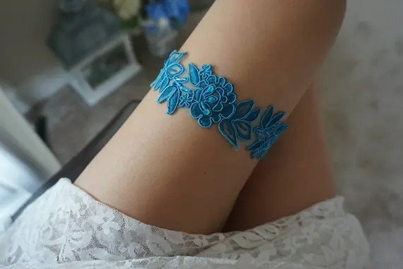 Something blue wedding garter blue garter set bridal garter | Etsy | Etsy (US)