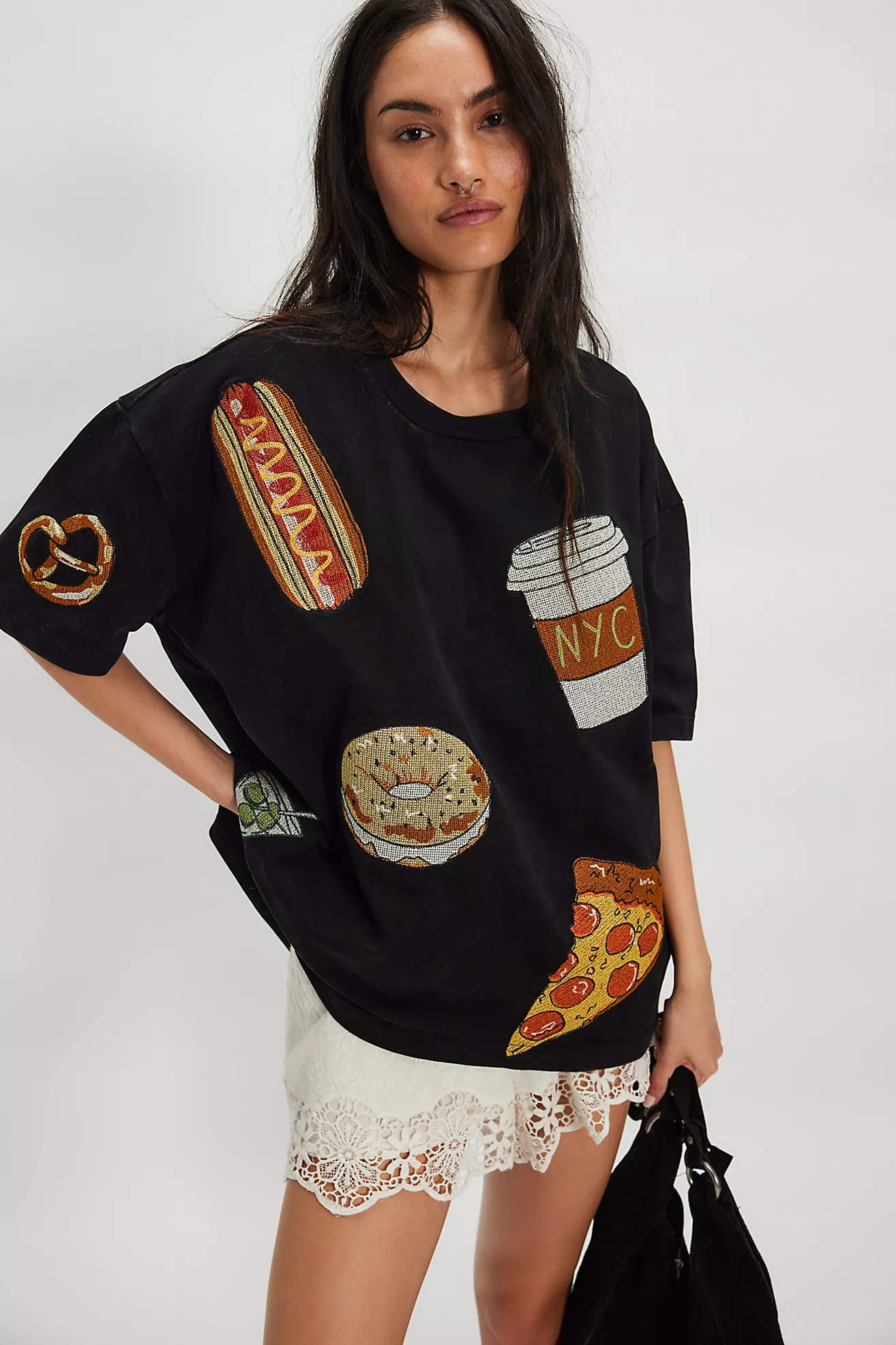 Denim And Bone Dinner Party Embroidered Tee | Free People (Global - UK&FR Excluded)