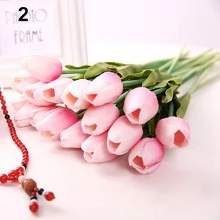 Pretty Latex Real Touch Artificial Silk Tulip Flower Wedding Bouquet Home DÃ©cor (Pink) | Bed Bath & Beyond