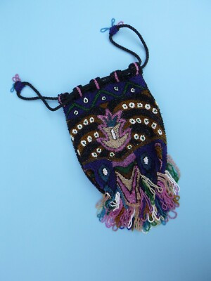 Vintage Art Deco Beaded Drawstring Bag Purse | eBay US
