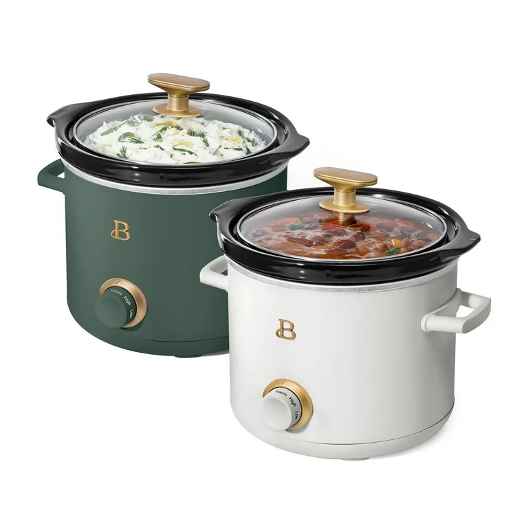 Beautiful 2-Pack 2qt Slow Cooker, Thyme, White Icing by Drew Barrymore - Walmart.com | Walmart (US)