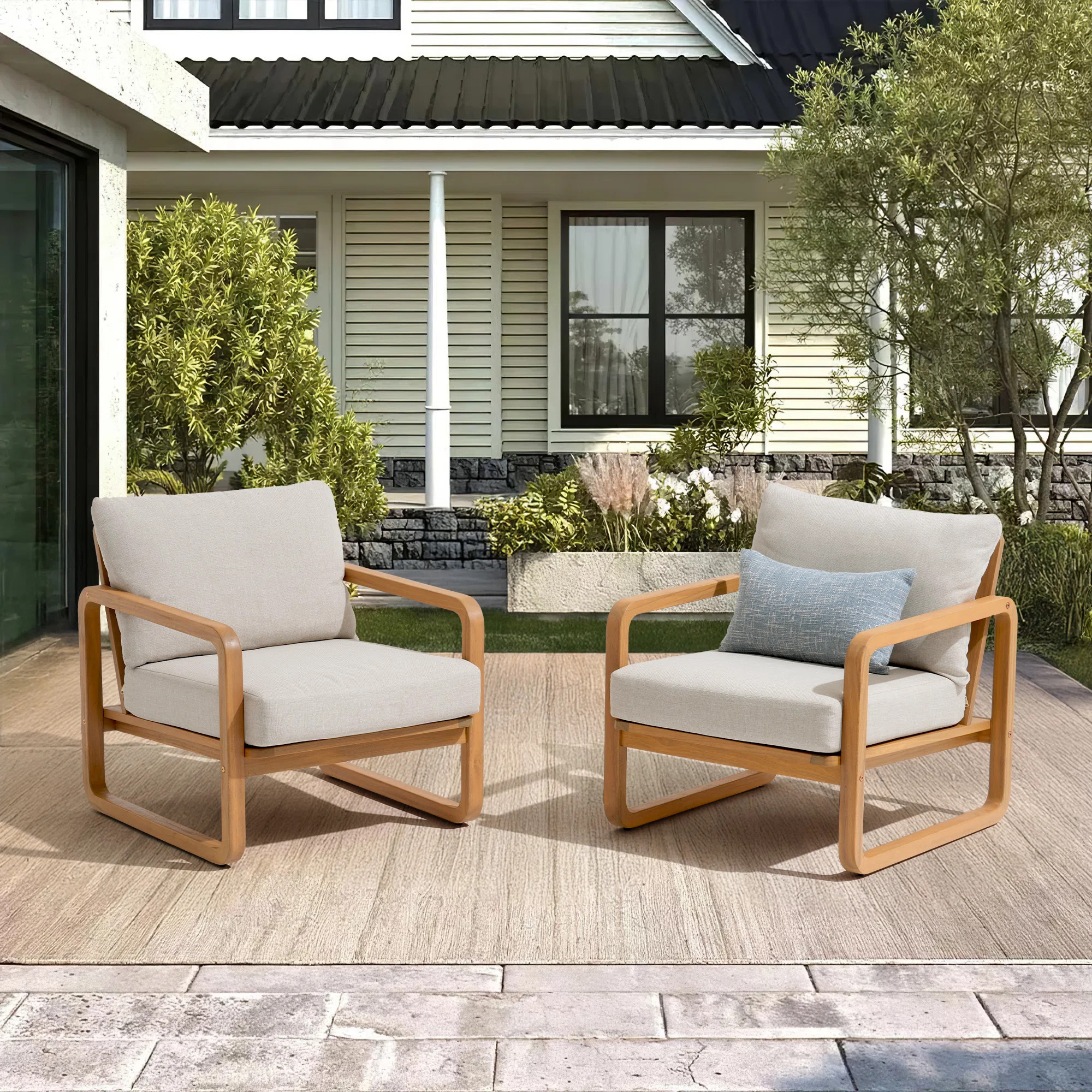 Outdoor Patio Chair With Cushions (Set of 2) | Wayfair North America