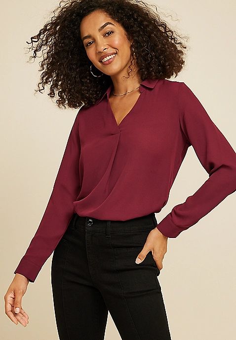 Atwood Pleated Blouse | Maurices