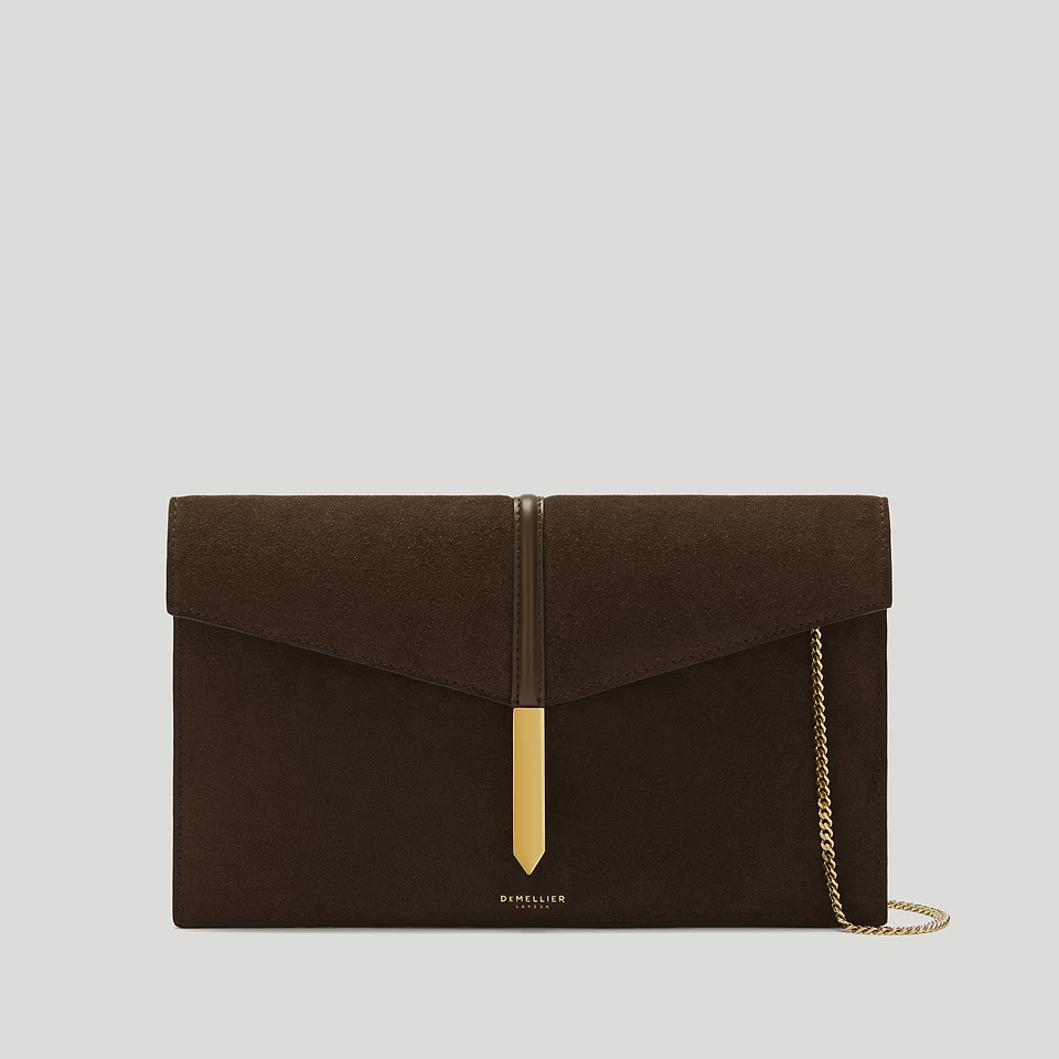 The Tokyo Clutch | Mocha Suede & Mocha Smooth | DeMellier | DeMellier