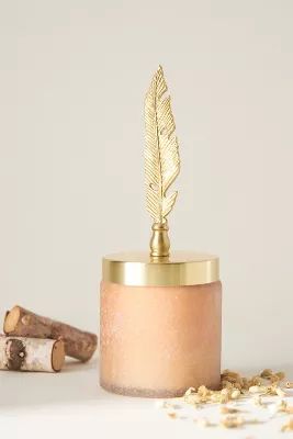Sofia Woody Birchwood & Cashmere Feather-Lid Jar Candle | Anthropologie (US)