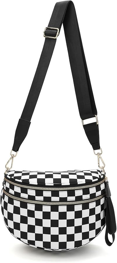 Checkered Crossbody Bag Spacious Bum Bags for Women Nylon Fanny Packs Belt Bag Handbags Wallets f... | Amazon (US)