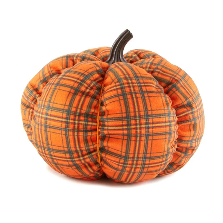 Decorative Harvest Plush Pumpkins - Orange Plaid Large - Walmart.com | Walmart (US)
