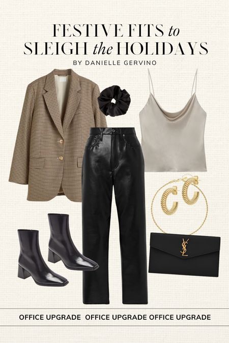 Holiday outfit ✨ Office Upgrade // swap your leather dress pants for faux leather and add a blazer. 

Jewelry code: DANIELLE20 

Holiday look, holiday fashion, holiday office party, office party outfit, faux leather pants, leather pants outfit, blazer outfit, date night outfit, neutral outfit

#LTKstyletip #LTKHoliday #LTKSeasonal