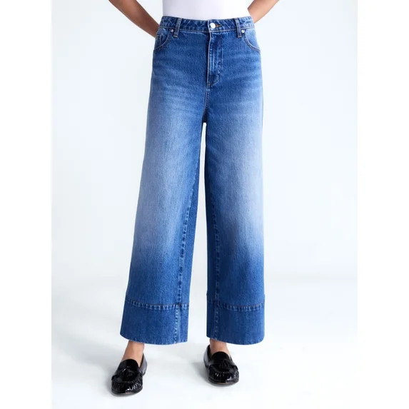 Free Assembly Women's High Rise Wide Leg Ankle Jeans, 27" Inseam, Sizes 0-16 | Walmart (US)