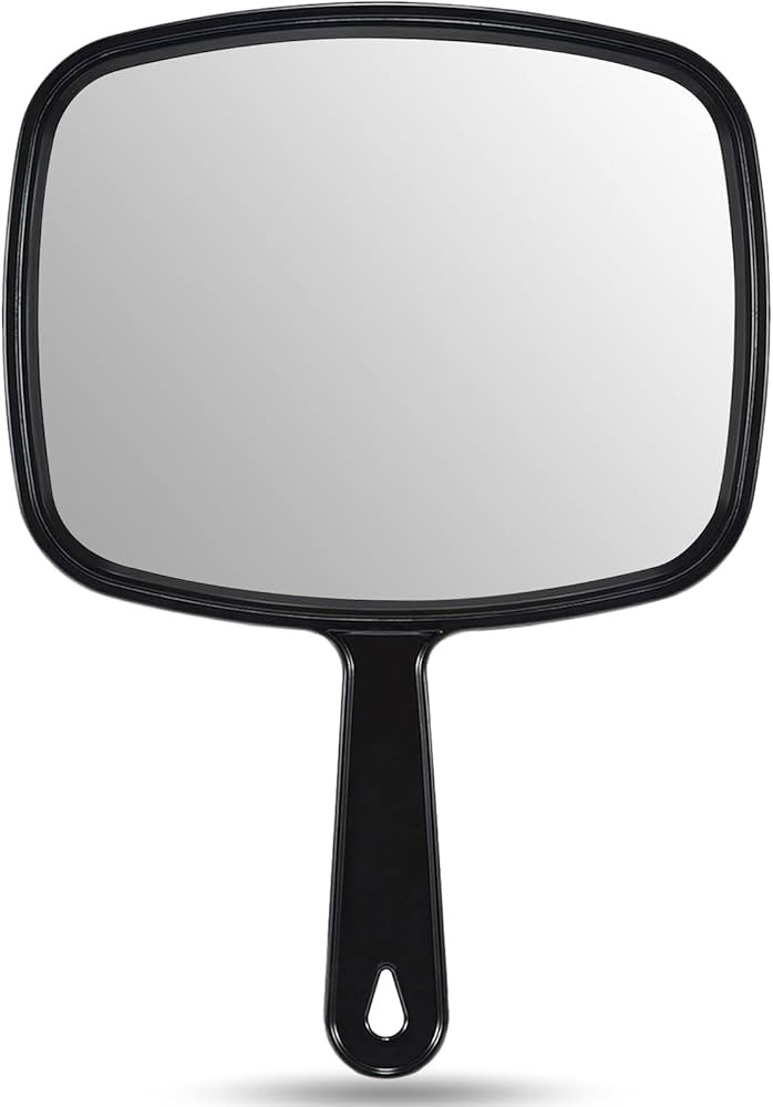 OMIRO 9.3" L x 6.6" W Hand Mirror, All Black Handheld Mirror with Handle | Amazon (US)