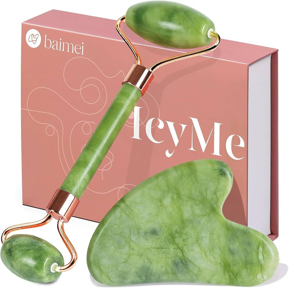 BAIMEI IcyMe Gua Sha & Jade Roller Set, Cooling Face Roller & Guasha Tool for Face Depuffing, Fac... | Amazon (US)