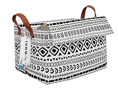 Rectangular Fabric Storage Basket with Cover and Handle, Folding Storage Box in Nursery, Closet S... | Amazon (US)