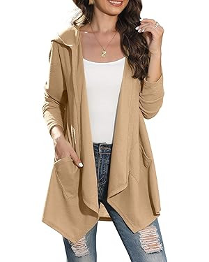 VIISHOW Womens Lightweight Casual Hoodie Cardigans Open Front Waffle Knit Long Sleeve Outwear Coa... | Amazon (US)