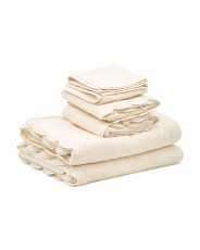 Made In Turkey 6pc Scalloped Embroidered Towels Bundle | Bed & Bath | Marshalls | Marshalls