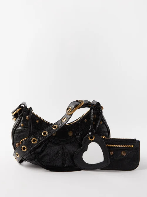 Balenciaga - Le Cagole Xs Crackled-effect Leather Shoulder Bag - Womens - Black | Matches (US)