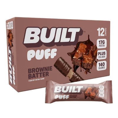 Built Bar Puff Collagen Protein Bars - Gluten Free, Brownie Batter - 12ct | Target