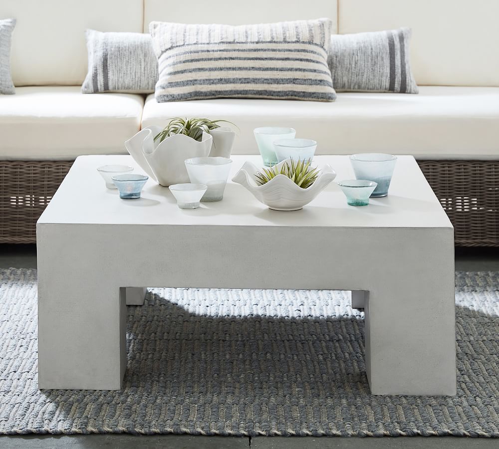 Pomona Indoor/Outdoor 40" Concrete Chunky Leg Coffee Table | Pottery Barn (US)