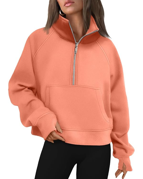 AUTOMET Womens Sweatshirts Half Zip Fleece Pullover Fall Outfits | Fall Fashion Clothes 2026,Crop... | Amazon (US)