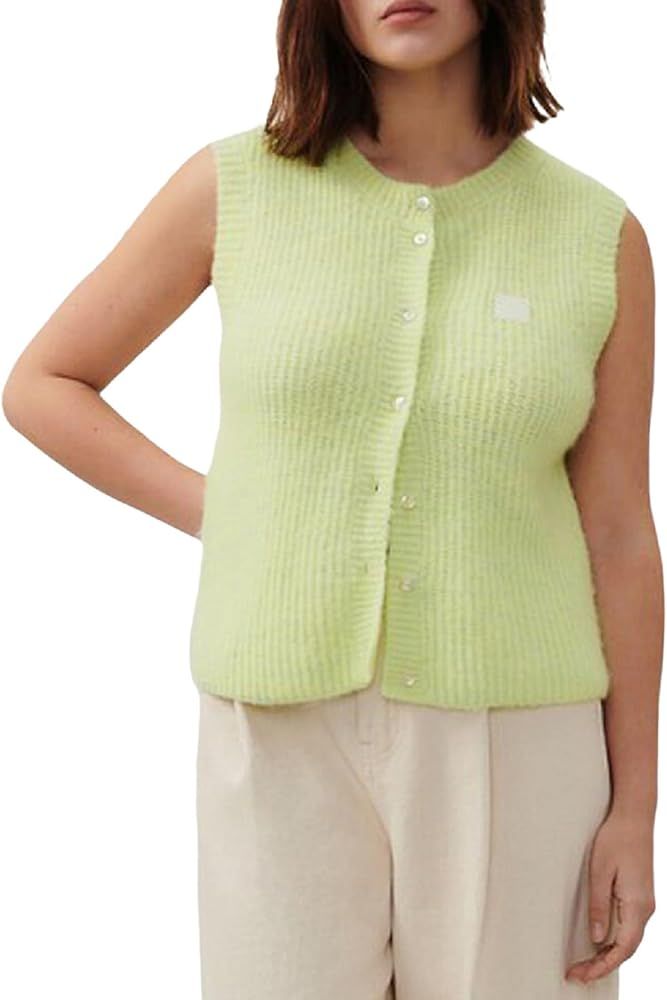 Women Summer Button Sweater Vest Sleeveless Round Neck Ribbed Knit Tank Top Y2k Knit Cardigan Ves... | Amazon (US)