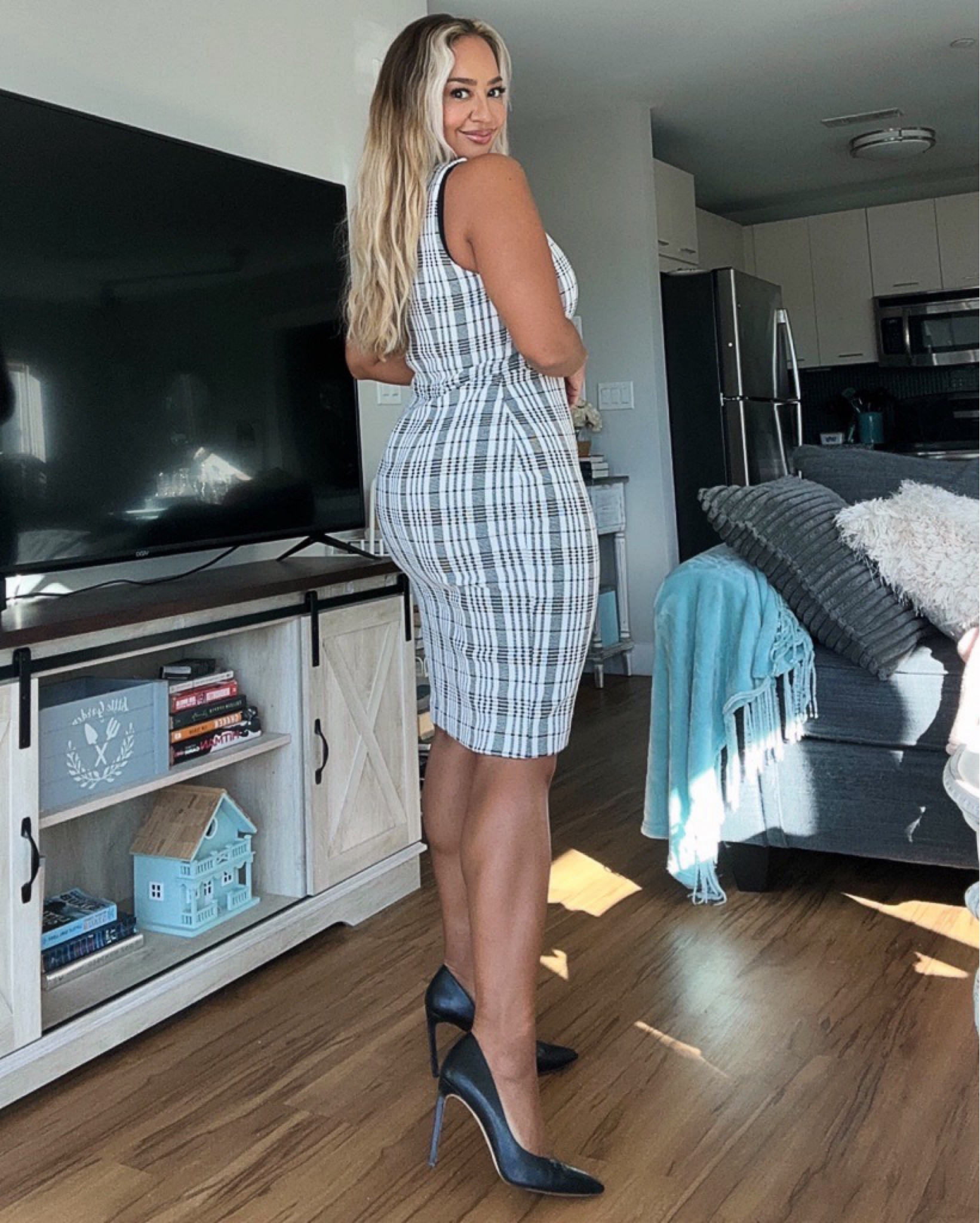 blue and white striped t shirt dress Z Supply Shellbound Striped Dress