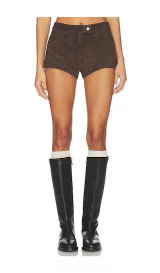 Lena Suede Mini Short in Dark Brown | Revolve Clothing (Global)