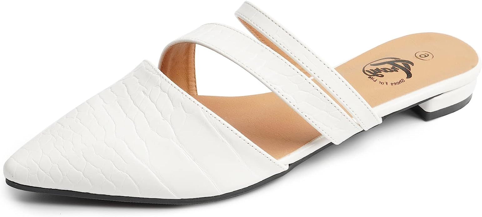 Trary Women's Pointy Toe Flat Mule Slides | Amazon (US)