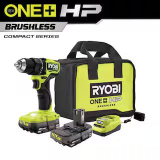 RYOBI ONE+ HP 18V Brushless Cordless Compact 1/2 in. Drill/Driver Kit with (2) 1.5 Ah Batteries, ... | The Home Depot