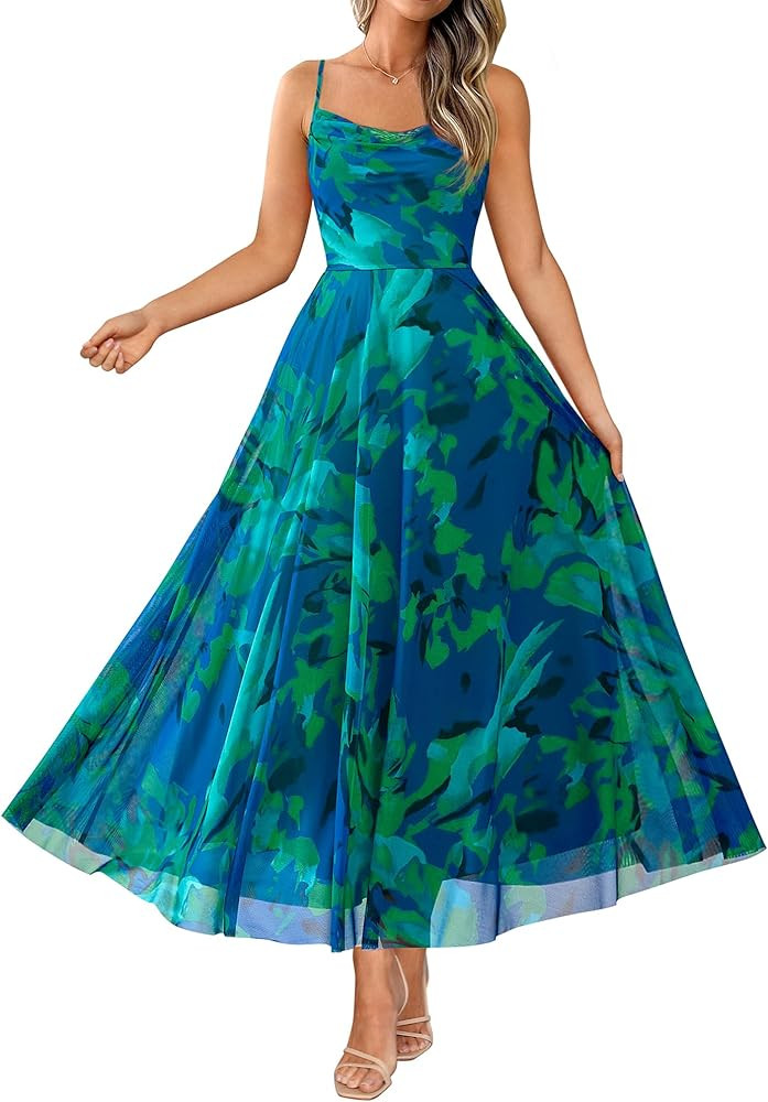 BTFBM Women Summer Floral Maxi Dresses Elegant Spaghetti Strap Dress Printed Party Dress Beach Lo... | Amazon (US)