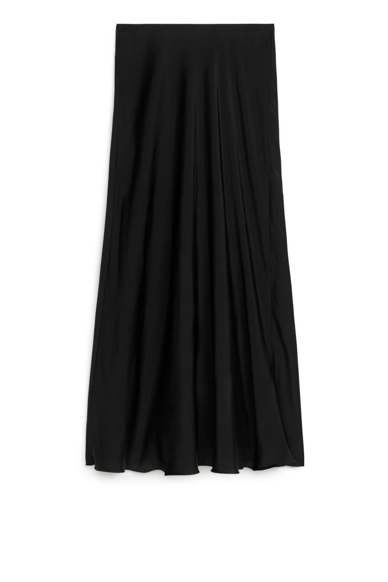 Maxi Satin Skirt - Black - Ladies | H&M GB | H&M (UK, MY, IN, SG, PH, TW, HK)