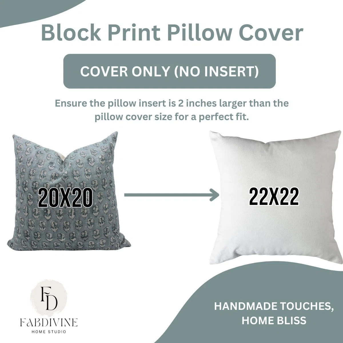 Linen Block Print 20x20 Cushion Cover, Decorative Throw Pillowcase, Floral Print Linen Cushion - ... | Wayfair North America