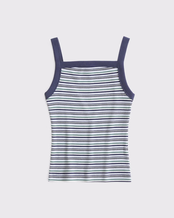 Women's Straight Neck Rib Tank | Women's Tops | Abercrombie.com | Abercrombie & Fitch (US)
