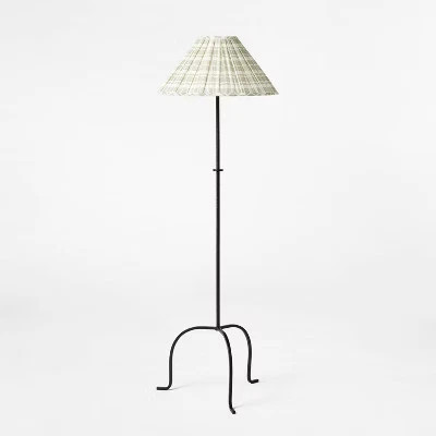 Threshold Studio McGee Metal Floor Lamp Green Pleated Plaid Shade Listed 62.5" | eBay US