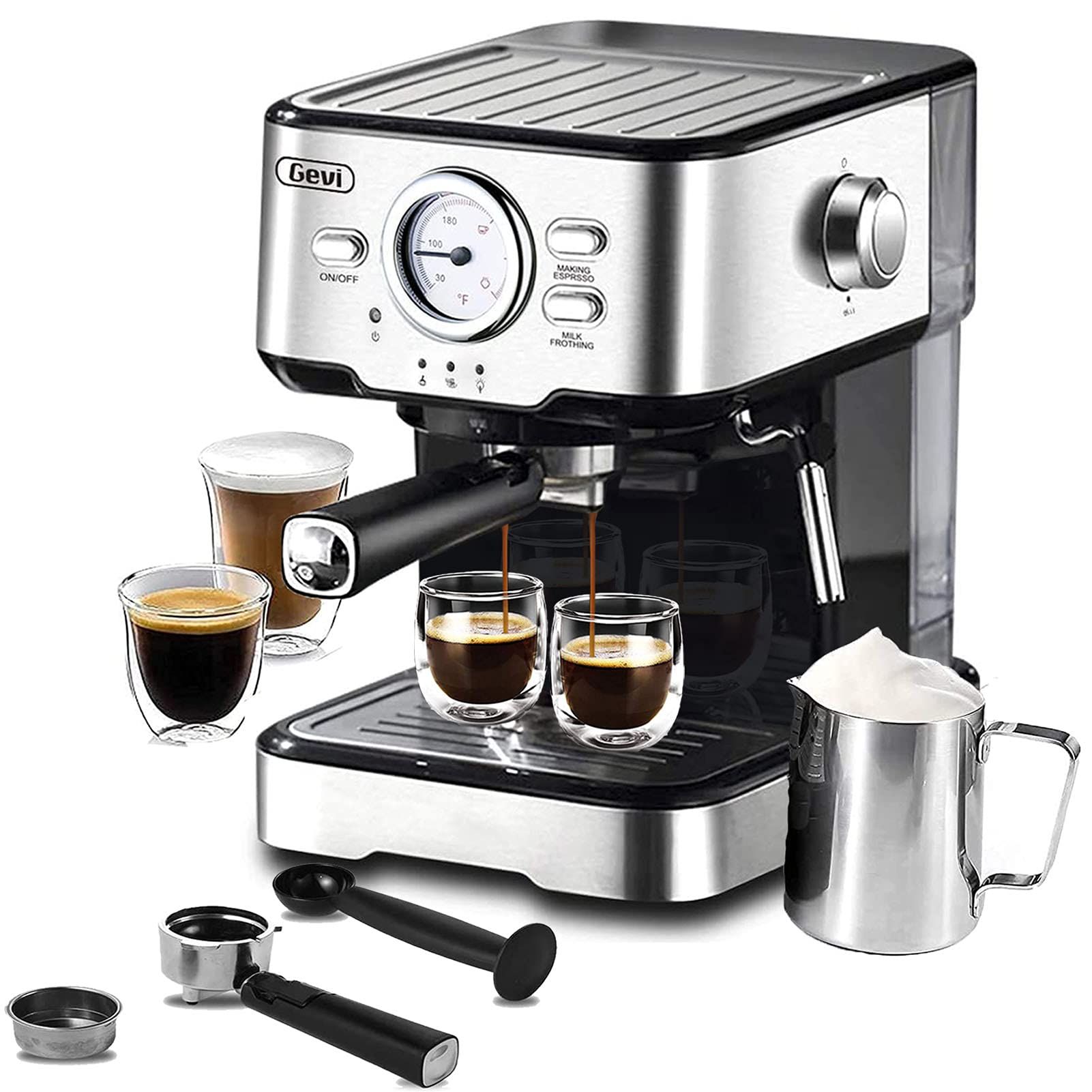Gevi Espresso Machine 15 Bar, Expresso Coffee Machine With Milk Foaming Steam Wand, Espresso and ... | Amazon (US)