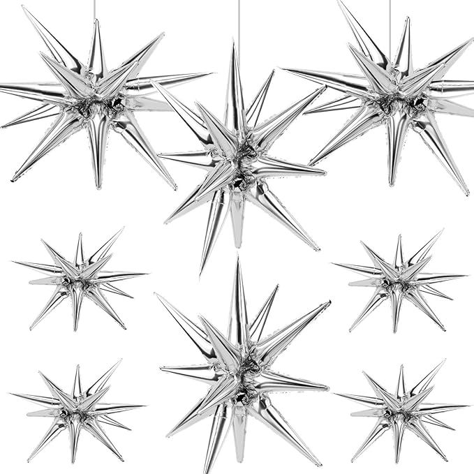 Cadeya 8 Pcs Star Balloons, Huge Silver Explosion Star Aluminum Foil Balloons for Birthday, Baby ... | Amazon (US)