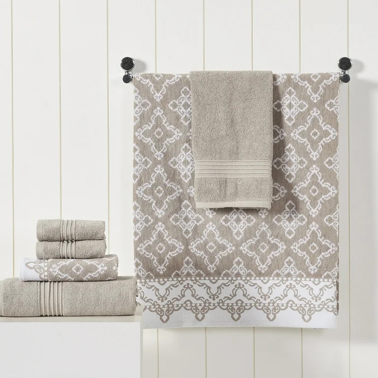 Modern Threads Charlize 6-Piece Cotton Bath Towel Set, Fawn | Walmart (US)