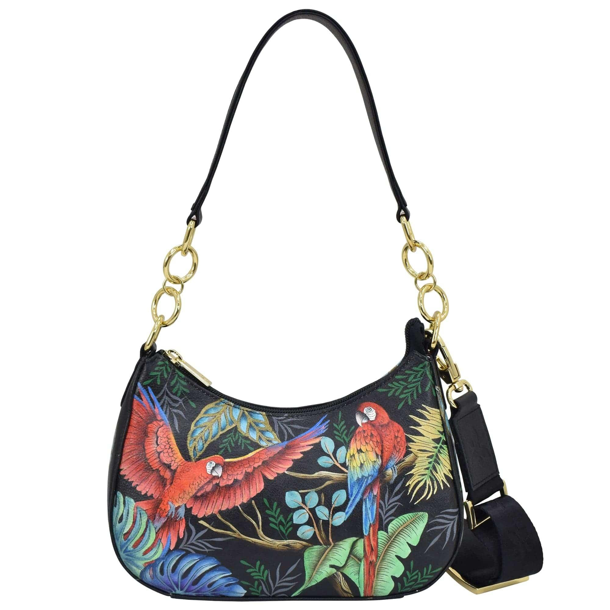 Buy Rainforest Beauties Leather Hand Painted Small Convertible Hobo - 701 – Anuschka Leather | Anuschka 