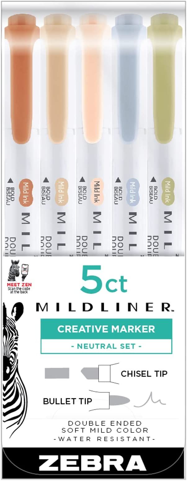Zebra Pen Mildliner Double Ended Highlighter, Broad and Fine Point Tips, Assorted Neutral Vintage... | Amazon (US)