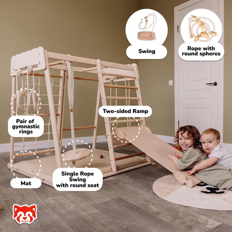 WoodandHearts Playground Jungle Gym Natural Wood | Walmart (US)