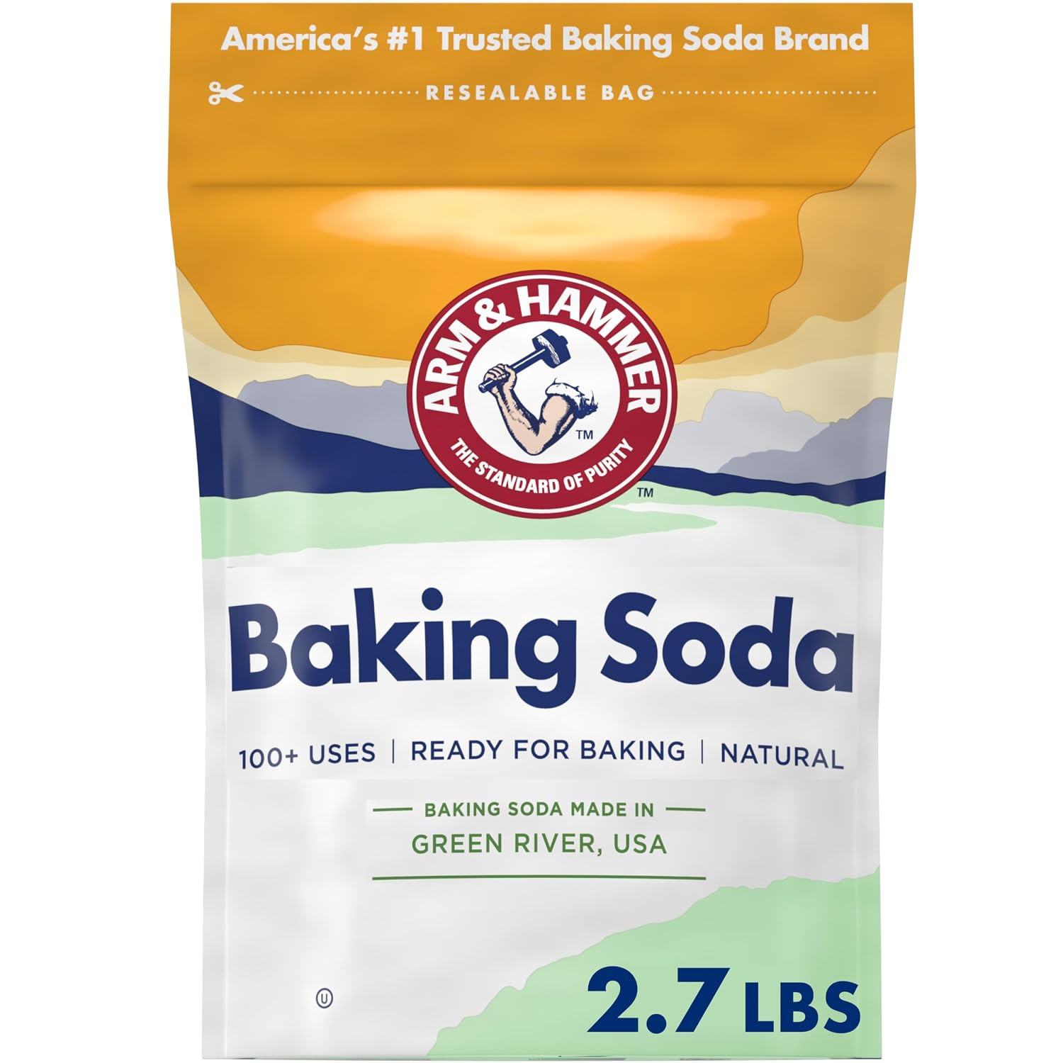 ARM & HAMMER Baking Soda Made in USA, Ideal for Baking, Pure & Natural, 2.7lb Bag | Amazon (US)