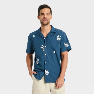 Men's Vacay Camp Shirt - Goodfellow & Co™ Navy Blue L | Target