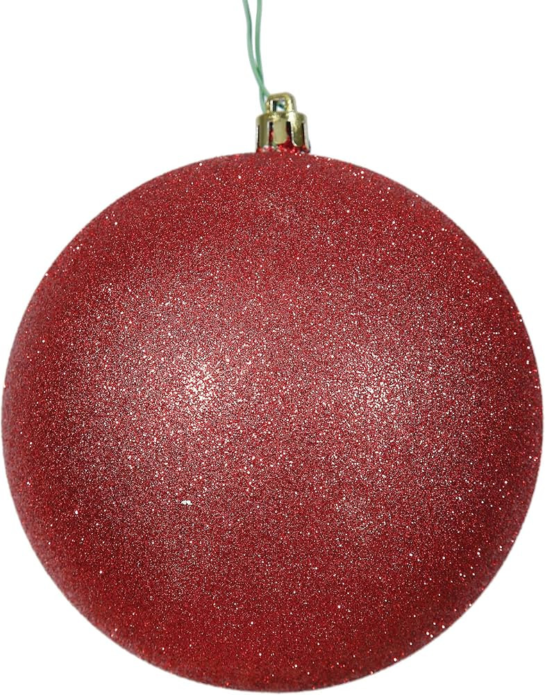 Vickerman 4" Red Glitter Ball Ornament, 6 per Bag | Amazon (US)