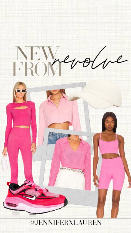 Pink loungewear. Pink outfit. Pink leggings. Pink top. Barbie outfit. Lounge set. Workout set. Pink Nikes. Sneakers  

#LTKshoecrush #LTKfit #LTKSeasonal