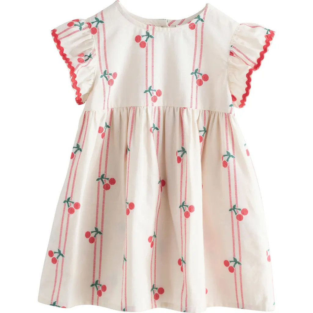 NEXT Kids' Cherry Print Ruffle Dress in Neutral at Nordstrom, Size 3-4Y | Nordstrom